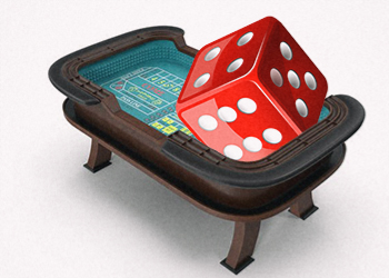 craps table with dice
